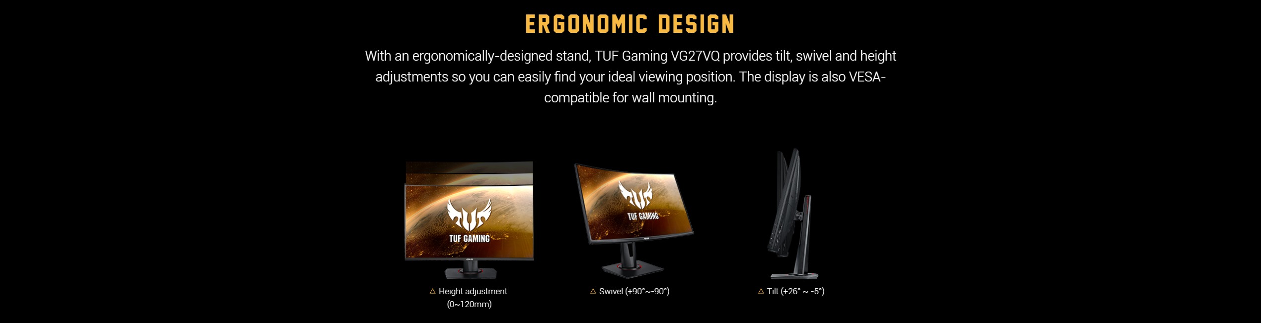 Màn hình ASUS TUF Gaming VG27VQ thiết kế
